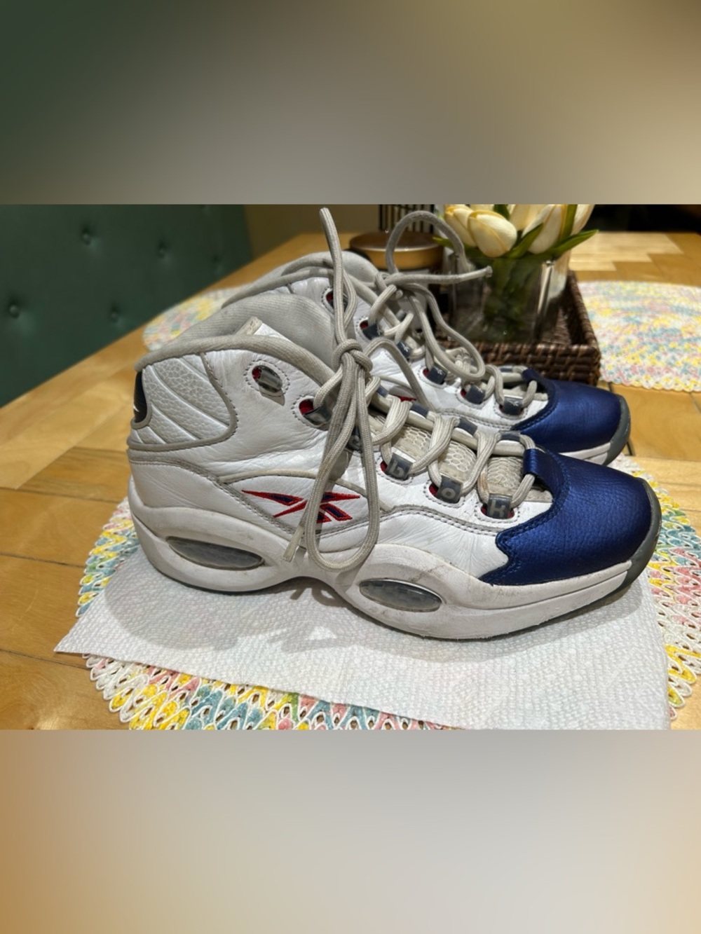 Reebok Question Mid Blue Toe Allen Iverson Men’s Size 9 Sneakers